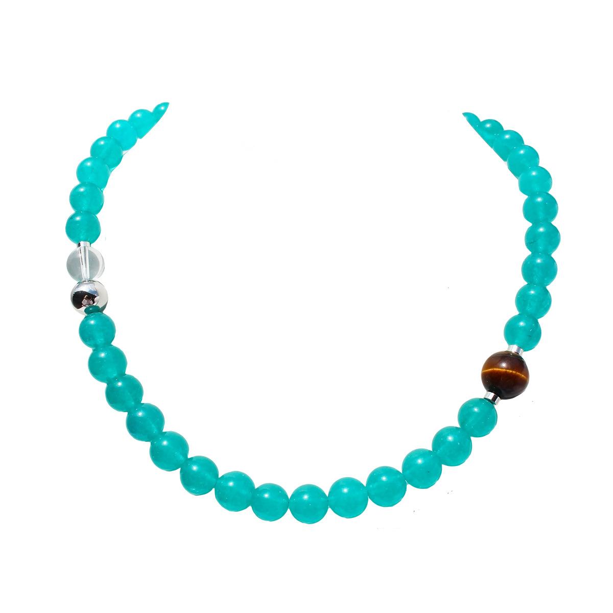 

Оригинальное ожерелье из натурального камня сине-зеленого цвета с бусинами из озерной воды, завершающий штрих, опаловый браслет премиум-класса, серьги 249