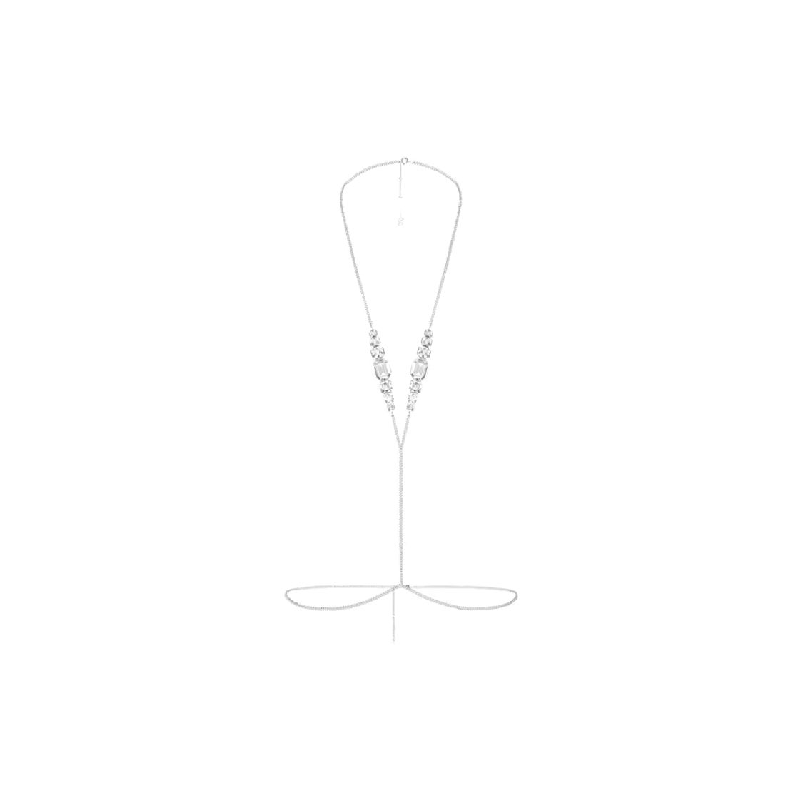

Swarovski X Skims V Shaped Inlay Decorated Rhodium Plated Body Chain Women Body Chain Silver 5678061 F,Silver