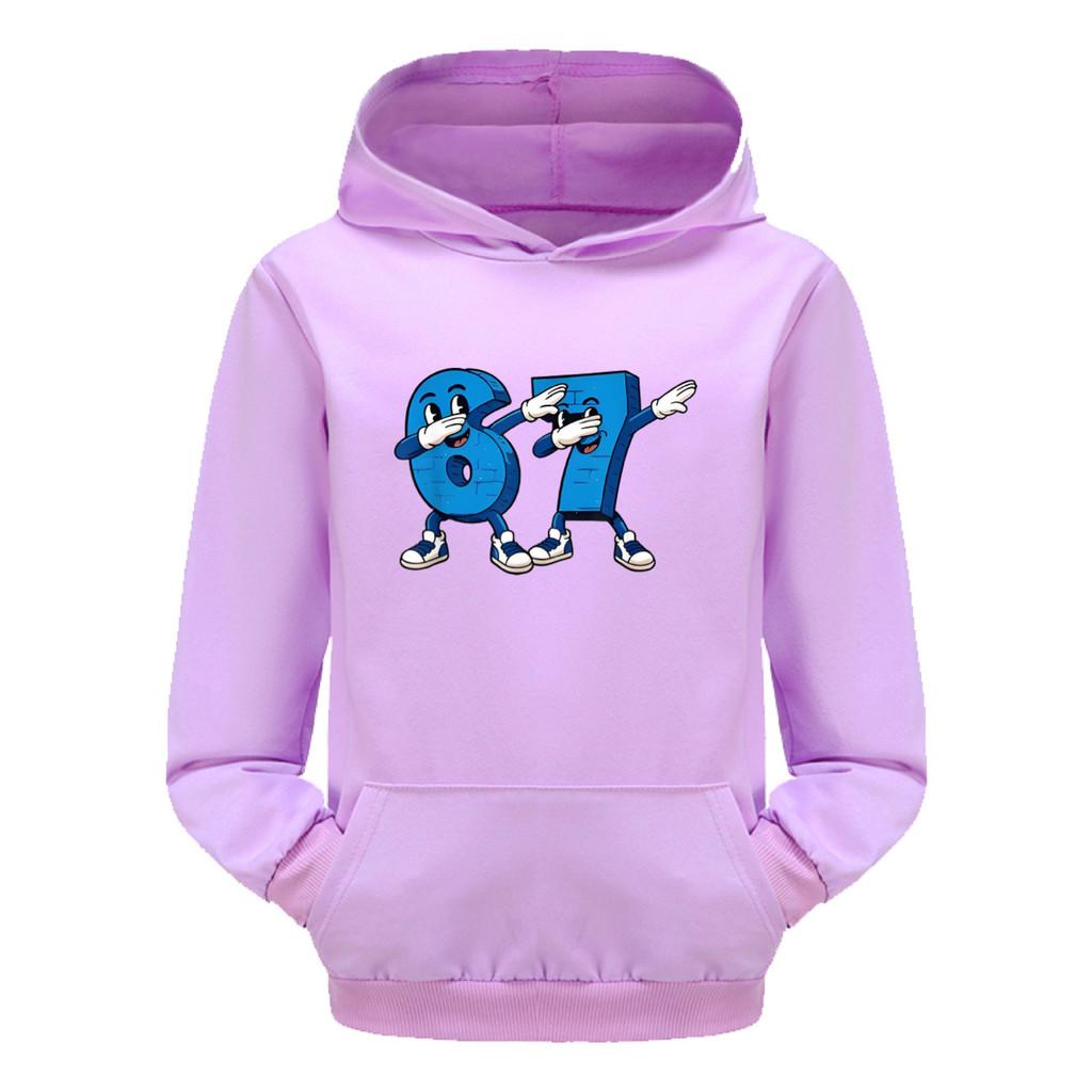 5226 Kinder Jungen Mädchen Steal a Brainrot 67 Six Seven Bedruckter Freizeit-Langarm-Hoodie Top