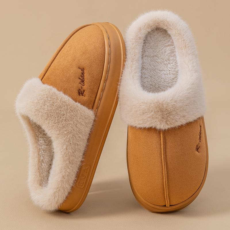 New Winter Warm Couple Style Concise Fluffy Slippers Women Men Non-slip Soft Cosy Slides Indoor Mule Ladies' Home Cotton Shoes