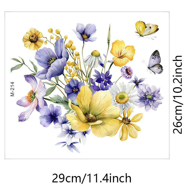 Тропические Зеленые Растения, Цветы и Бабочки Наклейка на Крышку Унитаза Декор для Ванной Комнаты Съемная Водонепроницаемая Наклейка 26x29CM разноцветный