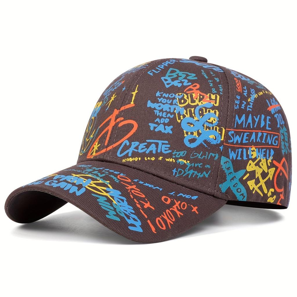 Baseballová čepice s písmenem Graffiti Sun Hip Hop Caps Muži Ženy Nastavitelná bavlněná čepice Snapback