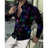 Men's Luxury Social Men's Shirts Lapel Button Shirts Casual Plaid Print Long Sleeve Tops Mens Club Prom Cardigan Tops
