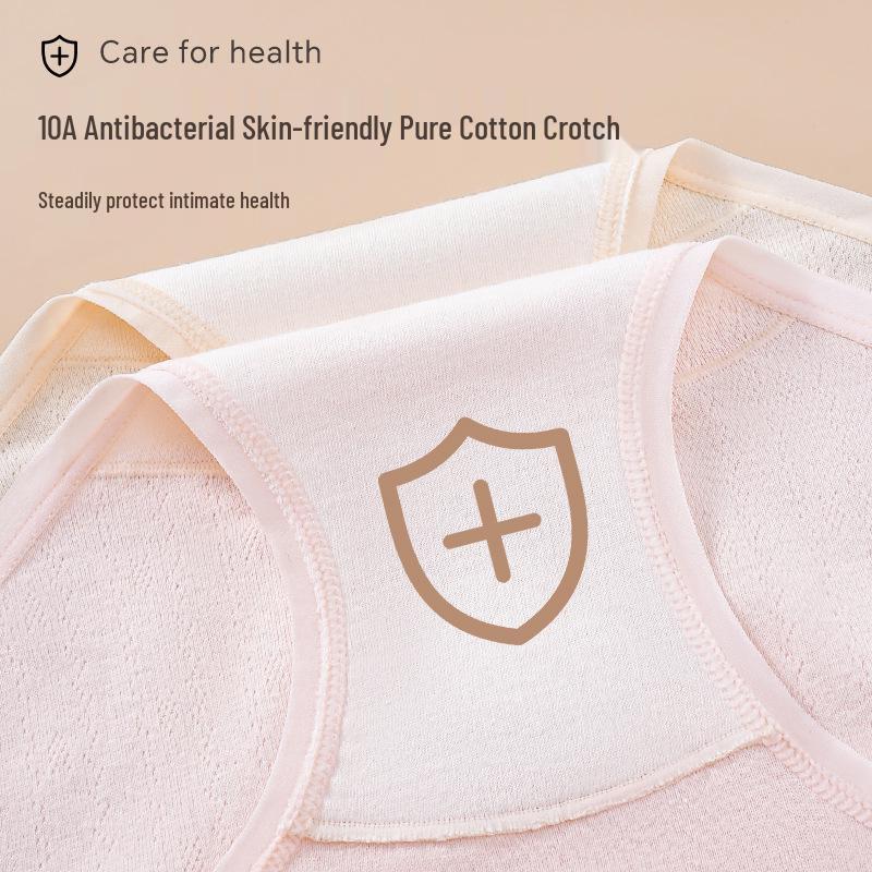 10A Seamless Women's Pure Cotton Antibacterial Plus Size Briefs with Extended Crotch & Breathable Design