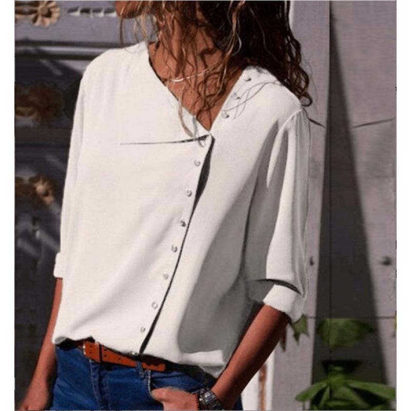 Women S Loose Fit Long Sleeve French Style Casual Shirt S