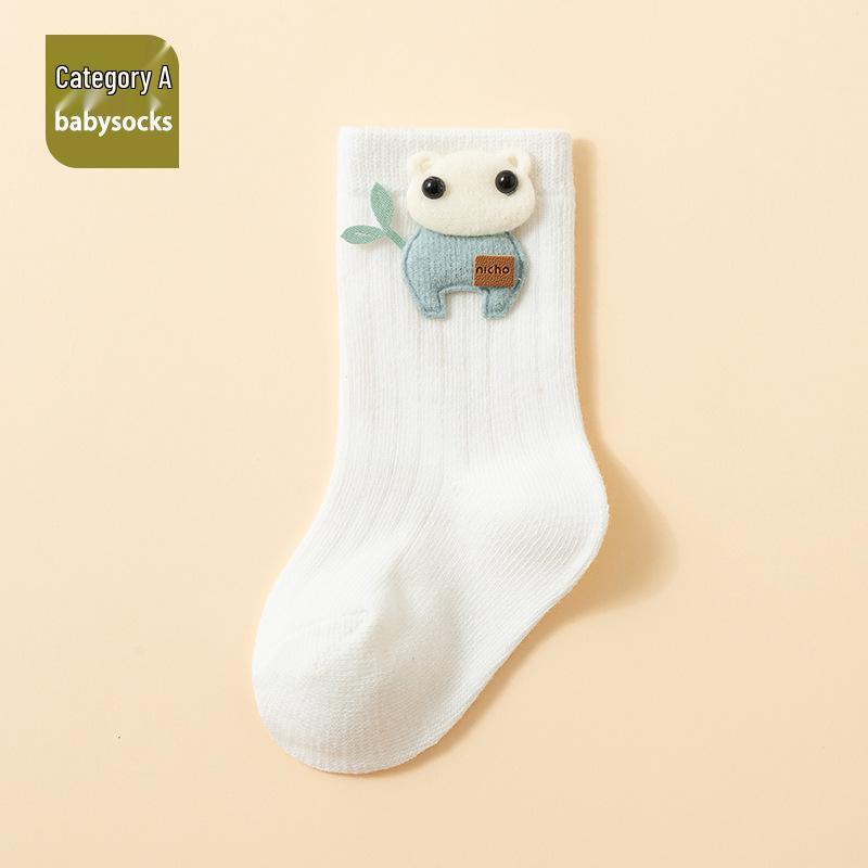 Korean Style Baby Antibacterial Mid-Calf Socks – Combed Cotton, Odor-Resistant, Newborn Spring/Autumn Collection.