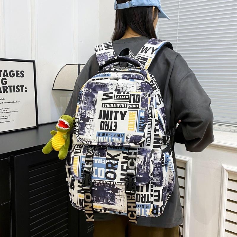 Gymnasium Rucksack Jungen Persönlichkeit Graffiti Student Schultasche Damen lässiger einfacher vielseitiger Rucksack