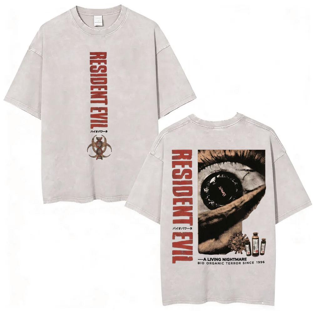 T-shirt Anime Édition Limitée Resident Evil Requiemm Vêtements pour Hommes Gothique Vintage Lavé T-shirts Hauts d'Été T-shirt à Col Rond Streetwear