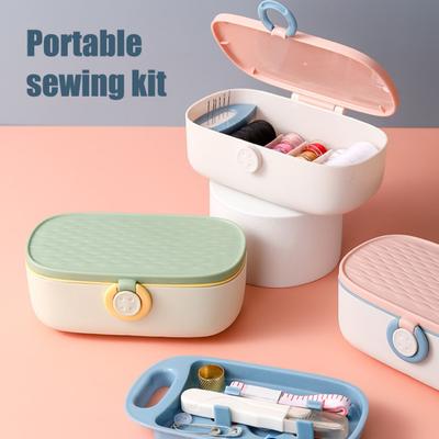 Multi-Function Sewing Kit with Case Portable Thread Needle Set Includes Needles Threads Scissors Buttons Compact Organizer for Travel Home Repairs