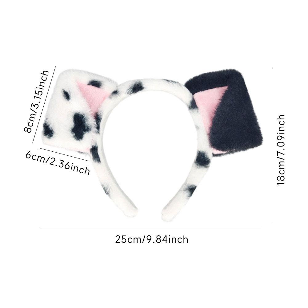 Bandeaux d'oreille en peluche mignons pour chiens dalmatiens Bandeau de spa Oreilles d'animaux réalistes Accessoires de convention de bande dessinée Accessoire de fête de festival