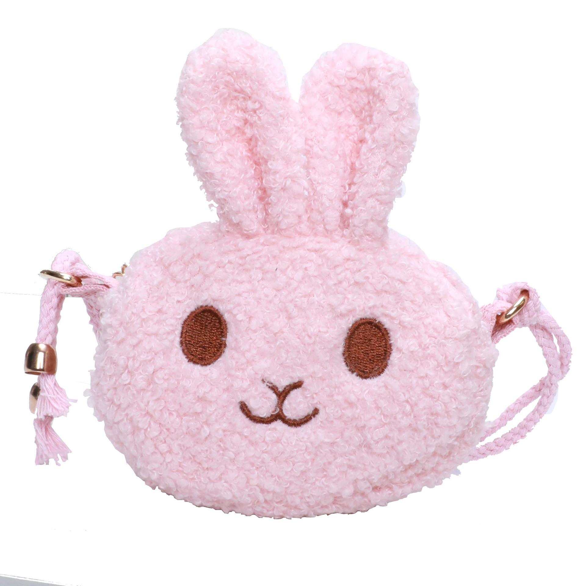 

Корейська версія дитячих сумок, плюшевих сумок із мультфільмом кроликів, модних маленьких рюкзаків для дівчаток рожевий