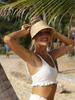 Black Straw Visor Sun Hat For Beach Vacation Sun Protection Casual Wear