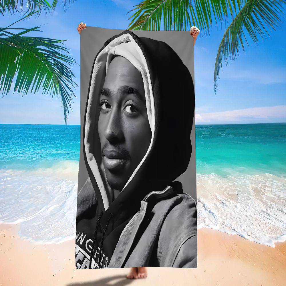 Asciugamano da Spiaggia Tupac Shakur Asciugamani da Bagno Colorati per Ragazza Microfibra Asciugatura Rapida Senza Sabbia Personalizzabile Spiaggia Yoga Spa Palestra Piscina