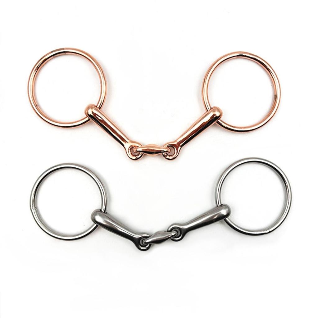 Sanftes Gebiss mit zwei Ringen | Rostbeständig, Gebrochenes Gebiss, für den täglichen Reitsport Rose