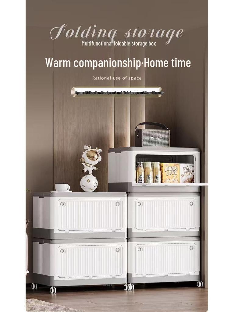 Rollbare Faltbare Aufbewahrungsbox mit Zugstange - Staubdichter Seitlich zu Öffnender Organizer für Studentenwohnheime