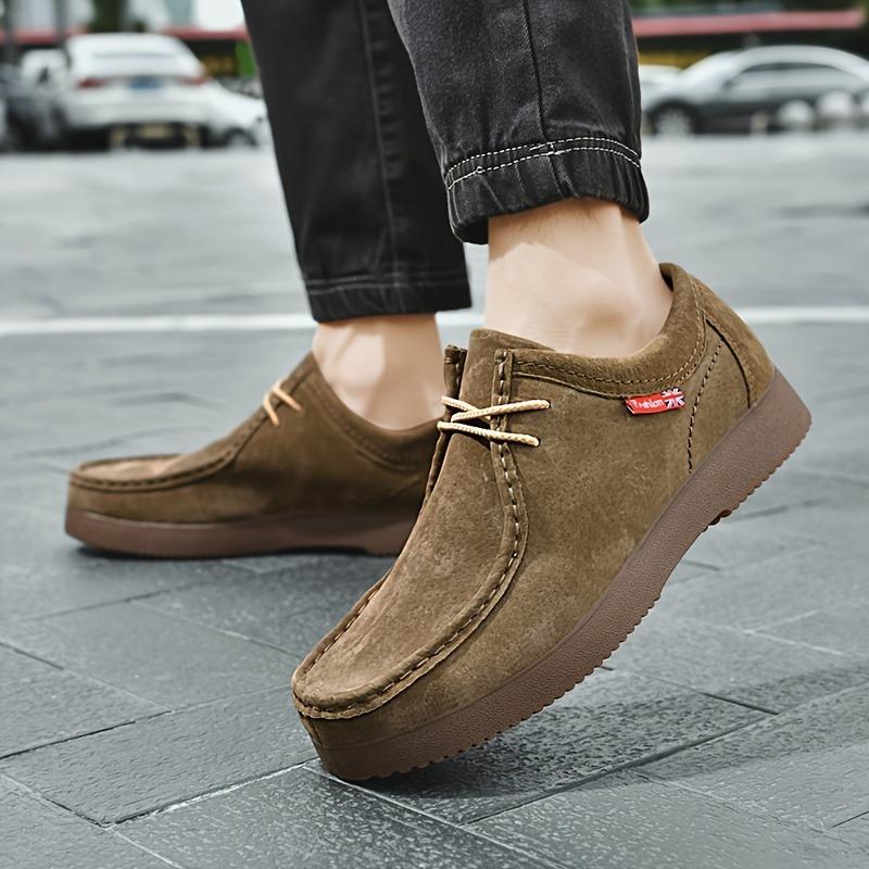 Autumn Men Casual Shoes Suede Leather Work Male Lace-Up Flats Sneakers Platform British Business Party Dress Shoes