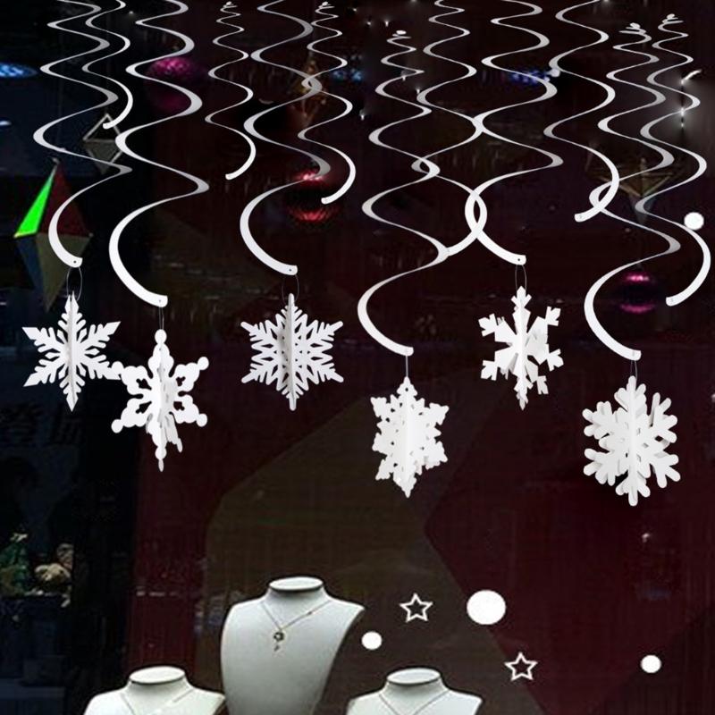 1Set Christmas Spiral Hanging Deco Mini Christmas Tree Snowflake Swirl Ceiling Deco For New Year Xmas Party Ornaments