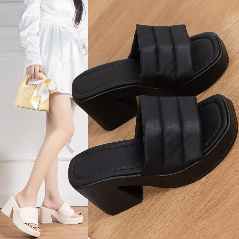 Fashion Women Summer High Heels Slippers Women Chunky Sandals Design New Casual Shoes Platform Slingback Flip Flops Zapatos Femme Pumps