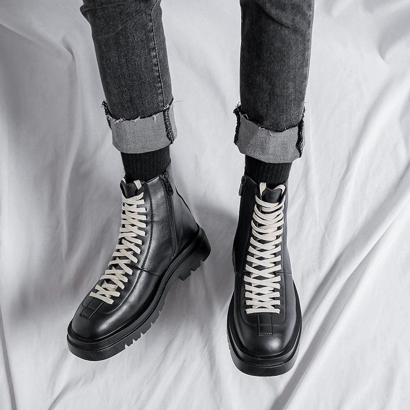 Large Size Martin Boots 45 Season Youth Fashion Boots Hairstylist Men'S Leather Boots D13-R