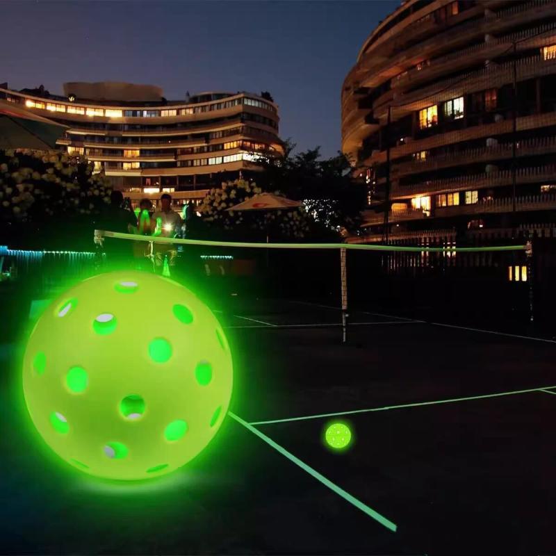 6 st Lysande Nattlampa Grön Pickleball 74mm Hållbar Boll med 40 Hål för Utomhustävling Lysande i Mörkret