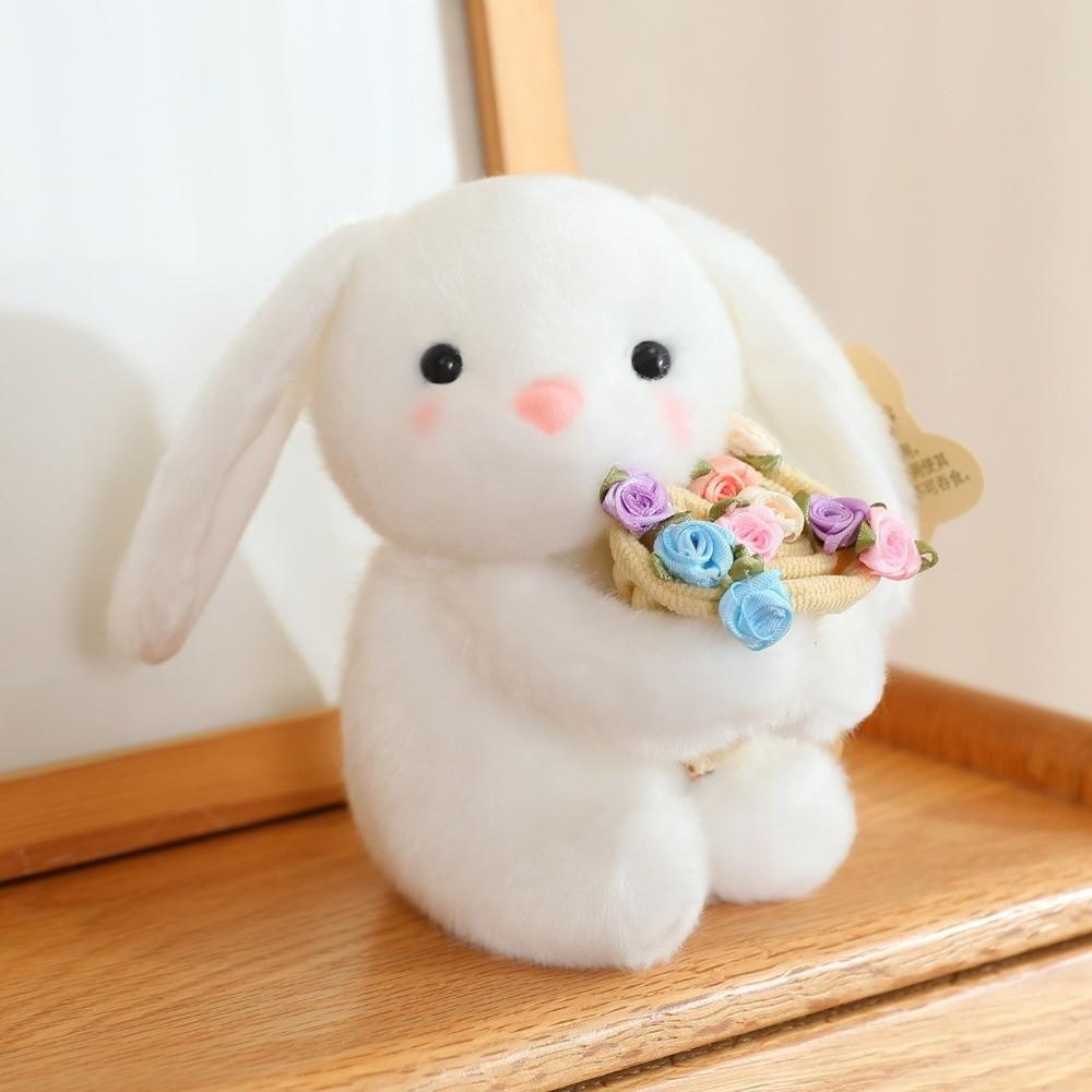 With Floral Blanket Bear Wear Rose Doll 15cm Bouquet Rabbit Doll Rose Bear Plush Toy Anniversary