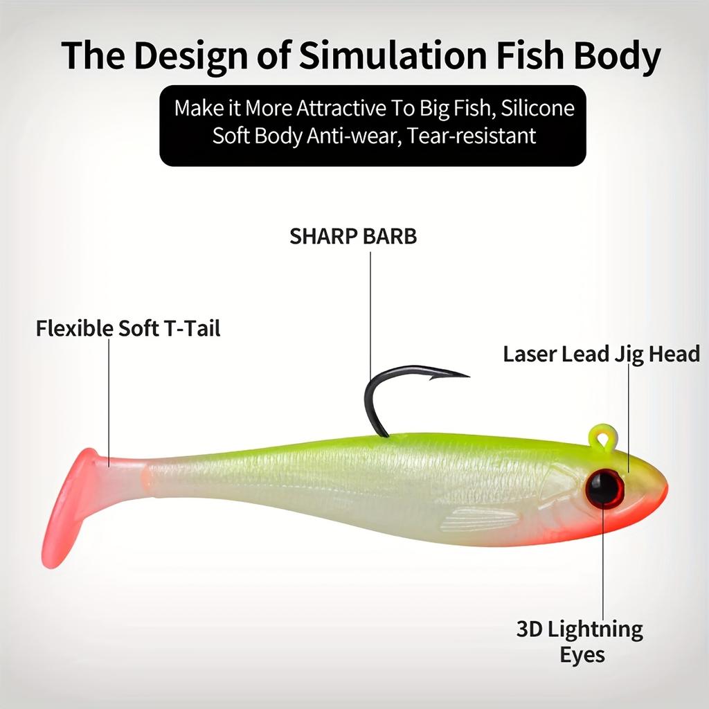 Soft Plastic Fishing Lure, Capture Bait for Home Fishing - 3.5 Inches/2.7 Inches Realistic Simulated Paddle Tail Design,