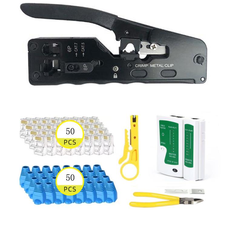 Multifunctional 6P 8P Wire Cable Crimper Stripper Cutter Pliers Network Cat5e Cat6 Cat7 Rj45 Pass EZ Crimping Tool Novelty Gift