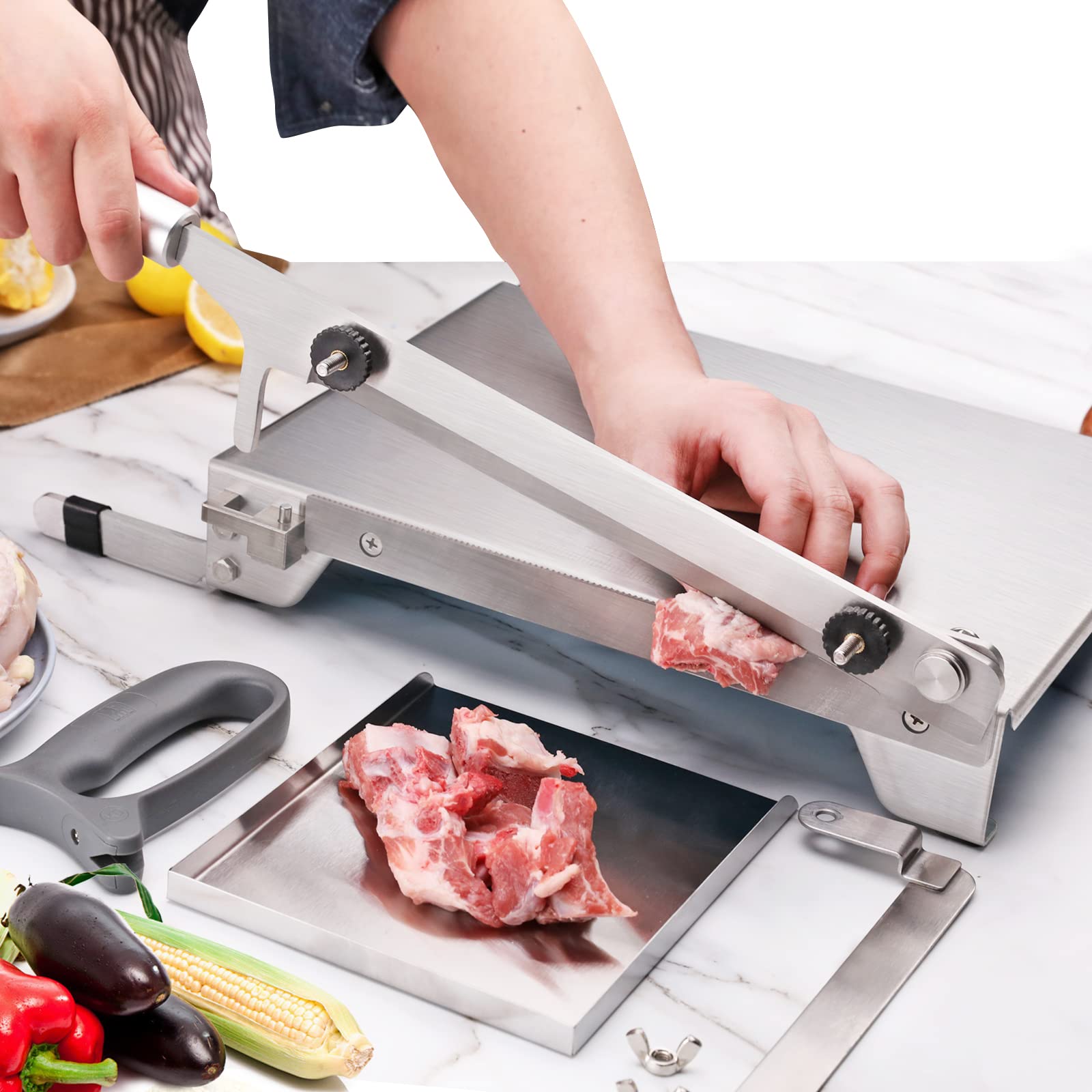 

Moongiantgo Meat Замороженное мясо и кости из нержавеющей стали Регулируемая толщина ломтиков Мясо для домашнего и коммерческого использования Слайсер, резак, сталь, 0-60 мм, ребра/замороженные серебряный