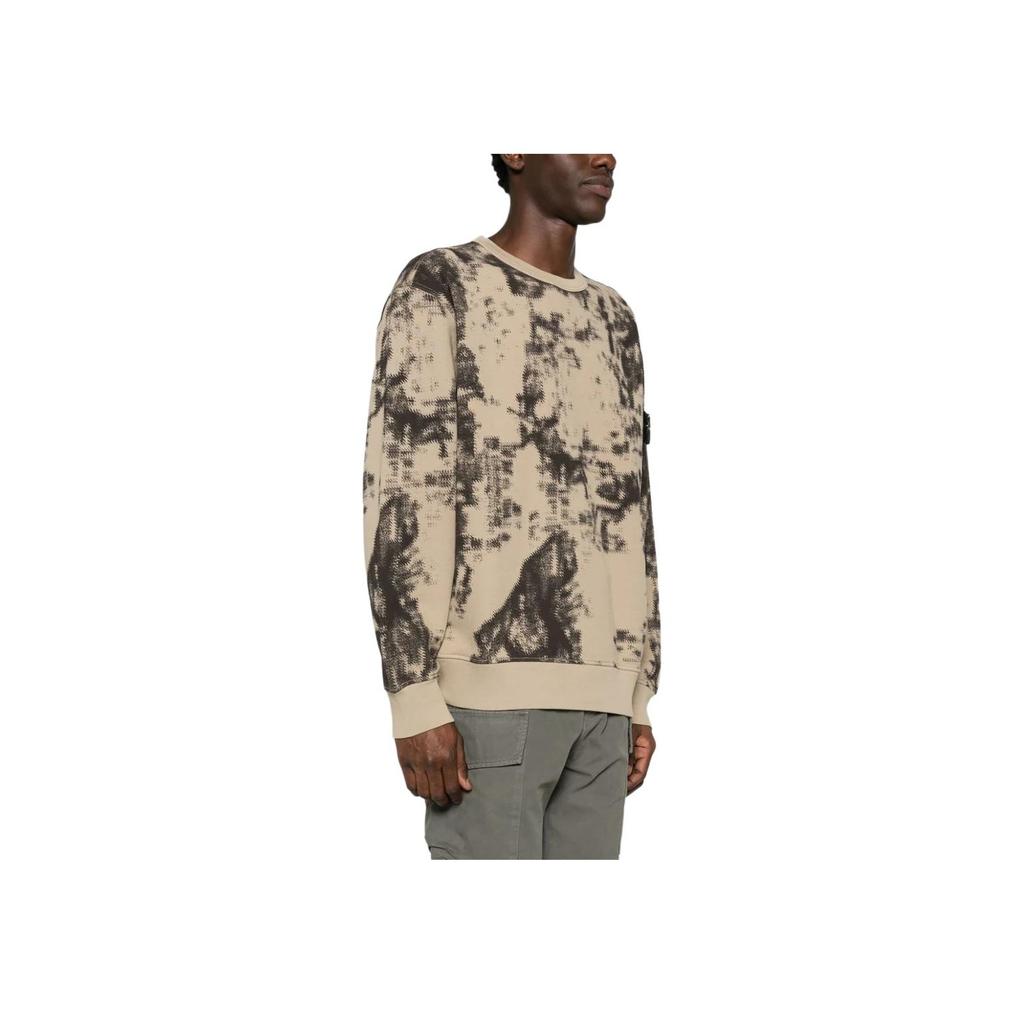STONE ISLAND Pattern Printed Crew Neck Pullover Long Sleeve Sweatshirt Men Sweatshirt Brown 8115669E3-V0092