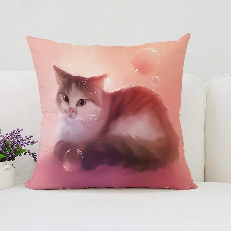 Cute Cat Decorative Pillow Cover 45x45 Cushions Covers Pillowcase 45*45 Bed Pillowcases Cover for Living Room Cushions Cushion