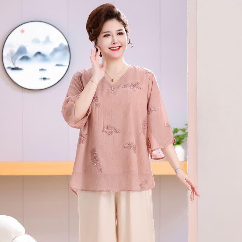 Hodo Women's Plus Size Mid-Sleeve Summer Top & Pant Set