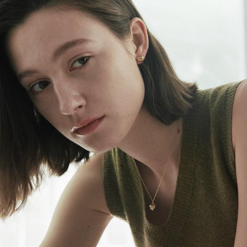 VERTE 925 Silver Full Heart Necklace  10mm  Gold 