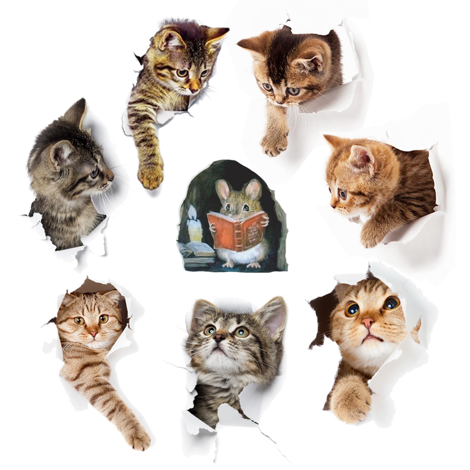 

sac taske Cat Wall Cat 3D Decor Cats 1 Stickers, Merchandise, Stickers, Decorative, (7 + Mouse)