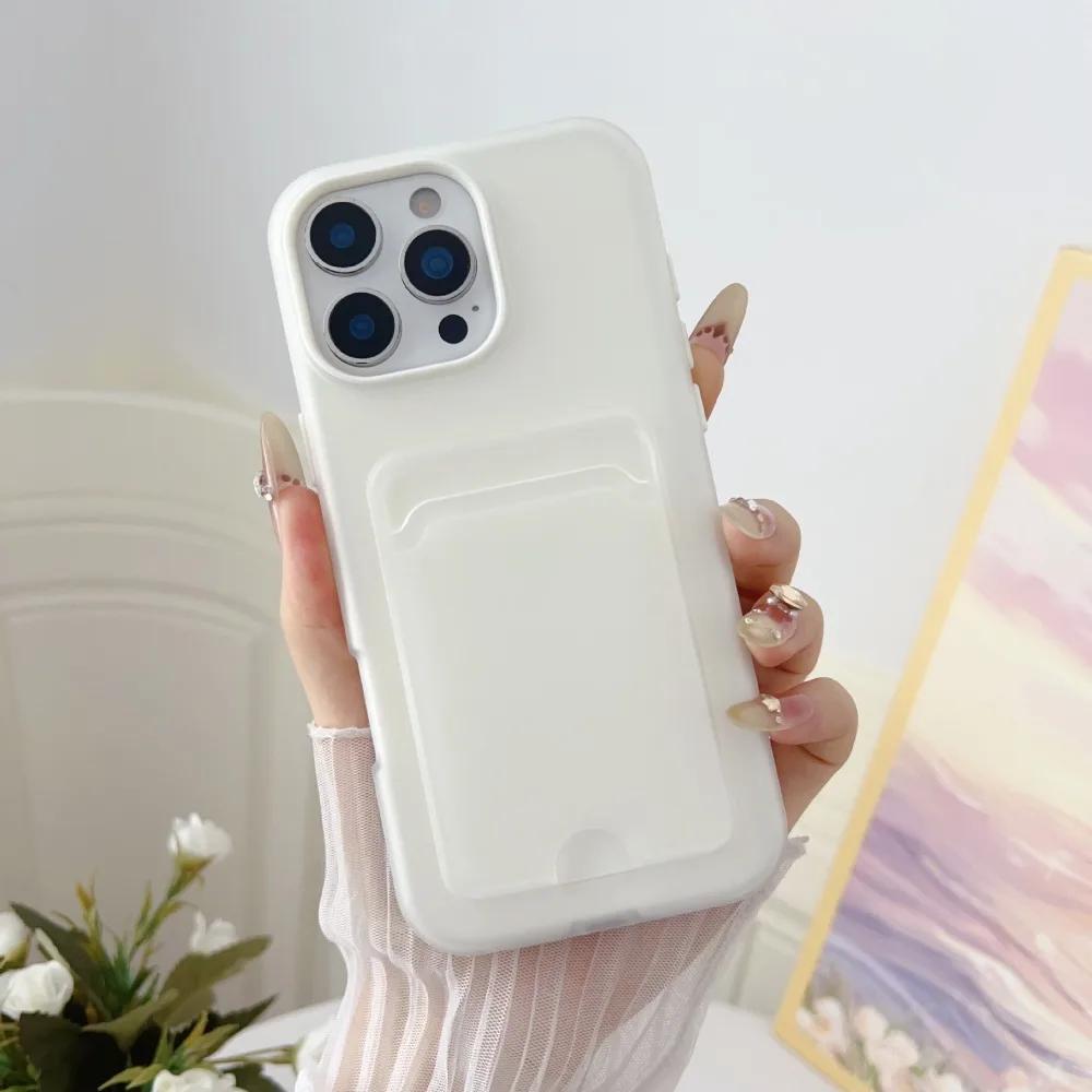 2 in 1 Candy Color Phone Case For iPhone 16e 16 Pro Max 15 14 Plus 13 12 11 with Card Holder Protective Cover