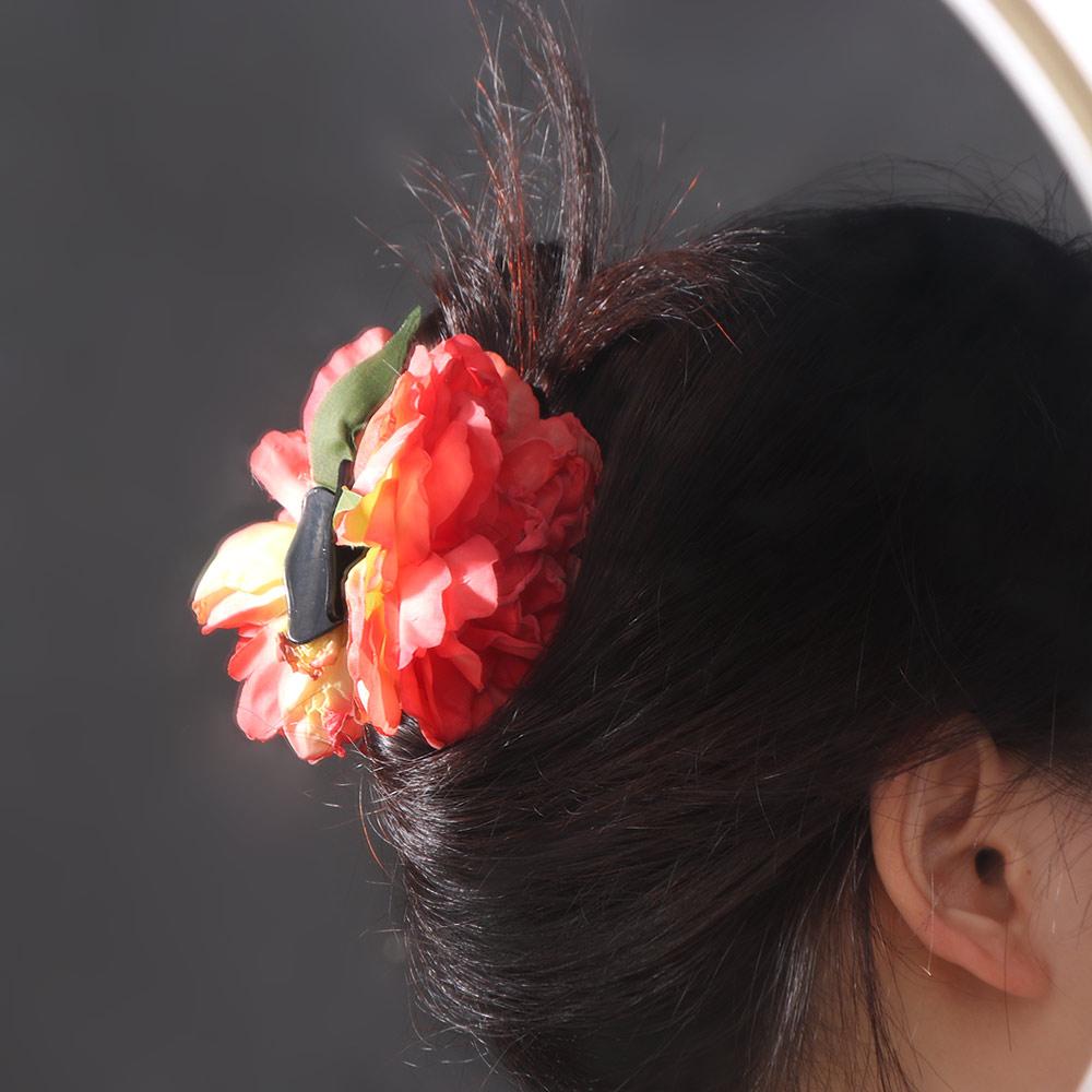 Ponytail Clip Artificial Flower Claw Clip Hairpin Large Shark Clip Peony Flower Hair Claw  Girl