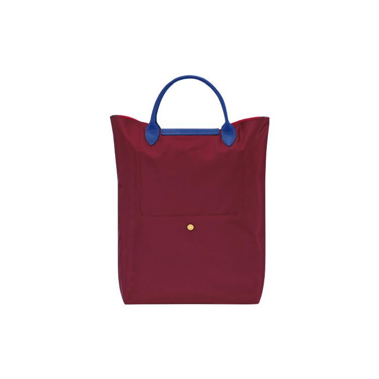 New LONGCHAMP Le Pliage Re Play Canvas With Leather Tote Bag, Shopping Bag, Handbag Regular Women's Red & Blue 10168091P47