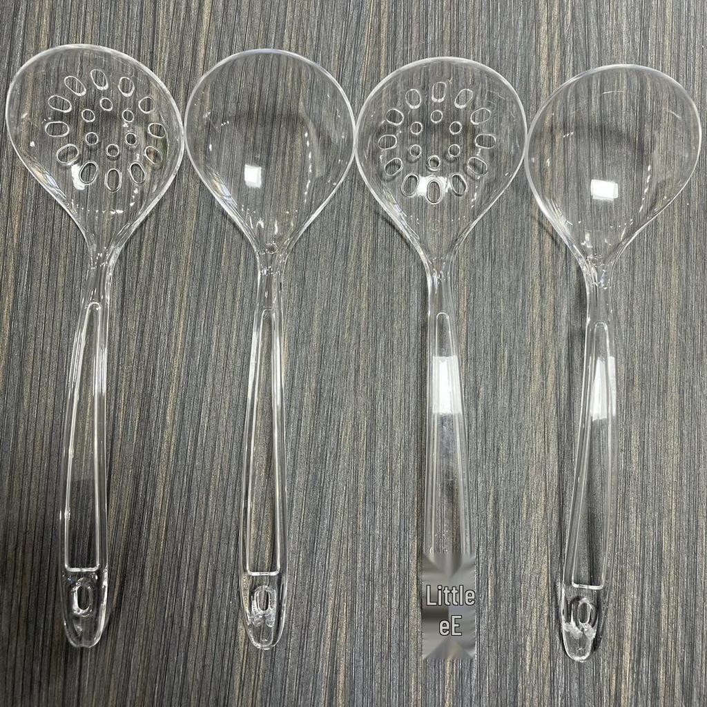 Thickened Long Handle Disposable Plastic Soup Spoon with Colander Design for Takeaway