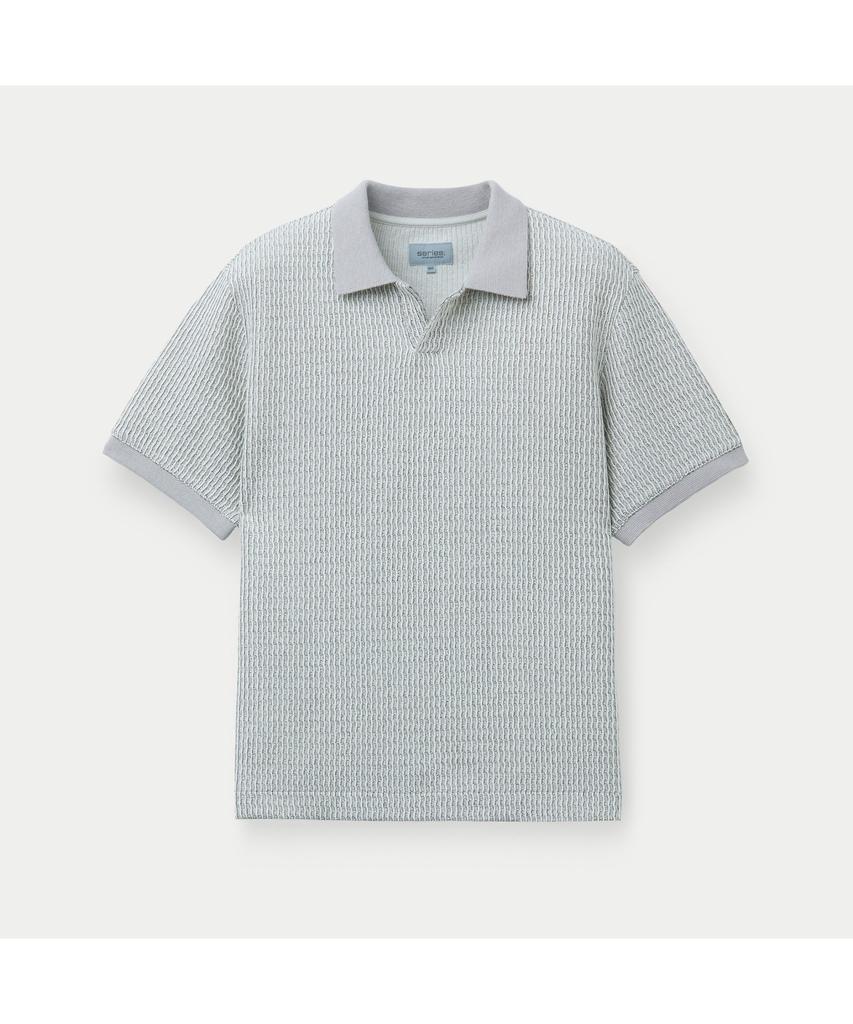 Silijeu Textured Open Collar Short Sleeve T-Shirt Satam26721Ivx
