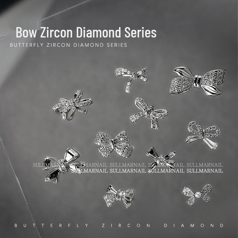 

Zircon Rhinestone Bow Nail Art Accessory with Pearls & Ribbon (1 Piece)