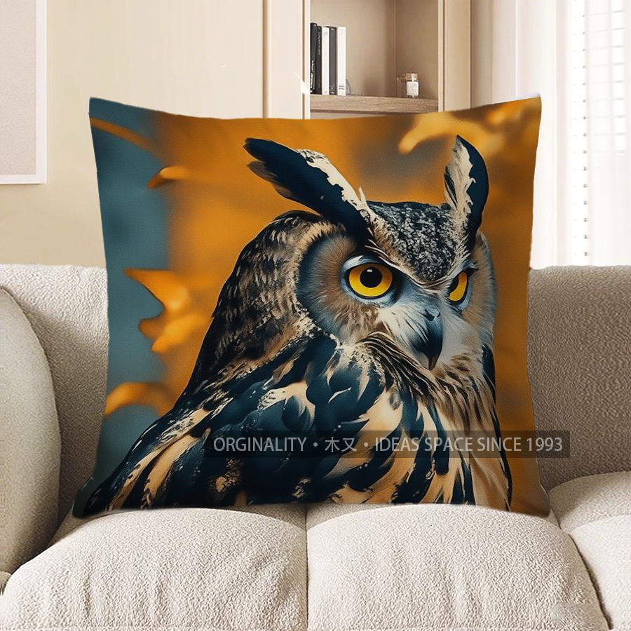 Home Decor Owl In Autumn Landscape Throw Pillow Cover Pattern Cushion Cover Suitable For Sofa Bedroom Car Pillow Cover