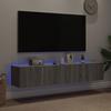 VidaXL Wall-Mounted TV Furniture and LED Lights 2pcs, Hanging TV Cabinets with Storage, Floating TV Furniture 837292