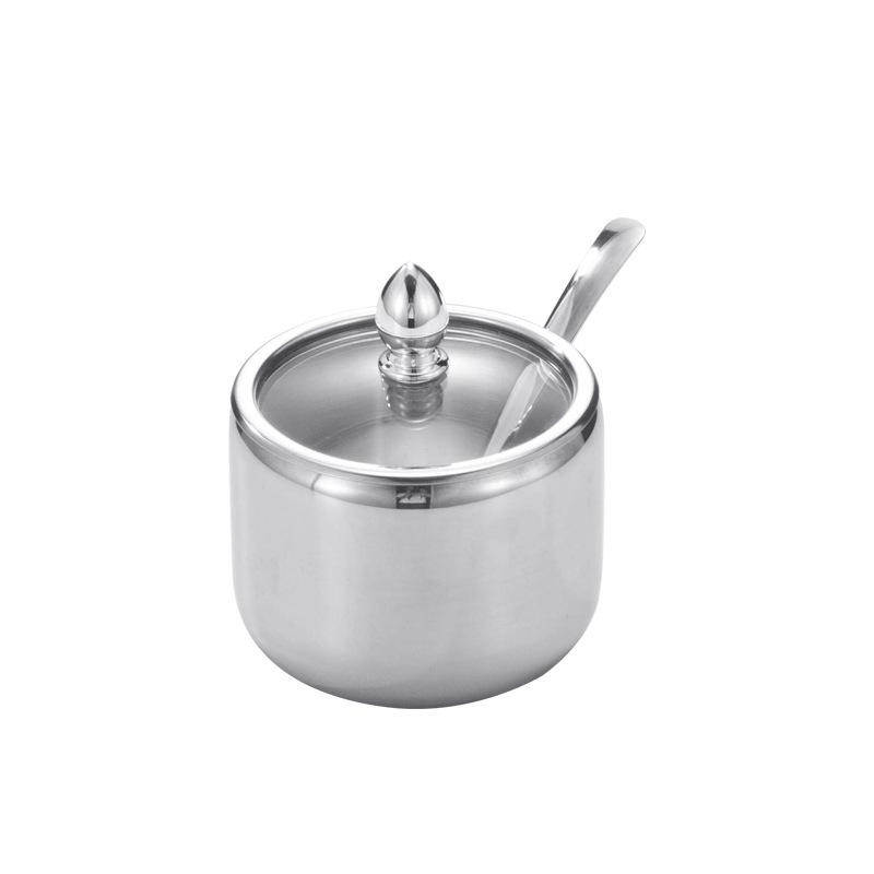 

Korean Style 304 Stainless Steel Condiment Jar with Spoon & Lid - Perfect for Restaurants, Barbecue Shops, and Seasoning Needs 201