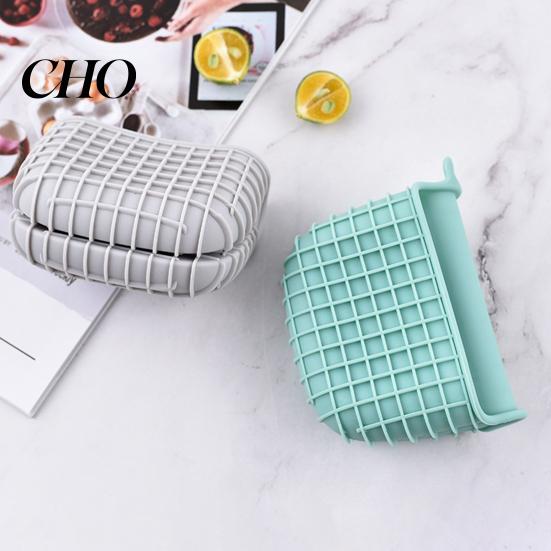 Heavy Ceramic Bowls 2Pcs Silicone Oven Mitts Heat Resistant Thick Grid Pattern Non-Slip Gloves for Microwave Baking Kitchen Accessory Utensil