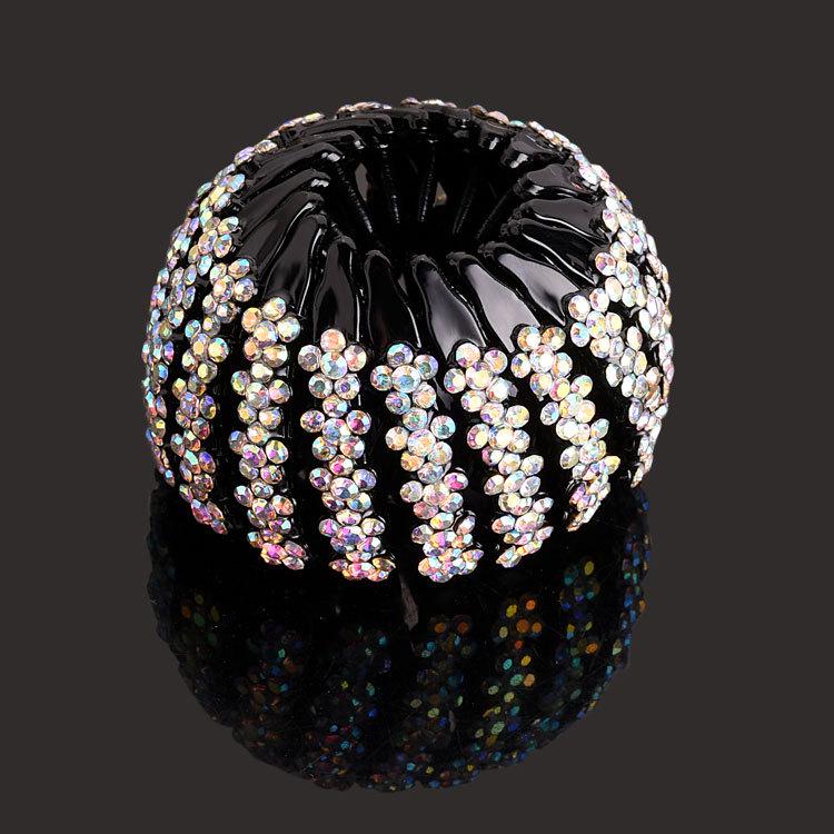 "Elegant Rhinestone Hair Clip & Ponytail Holder - Bird's Nest Design"