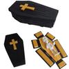Folding Coffins Figurine 3D Printed with Skeleton Ornament, Miniature Articulated Statue, Gothic Window Decor Dark Desktop Decoration for Halloween