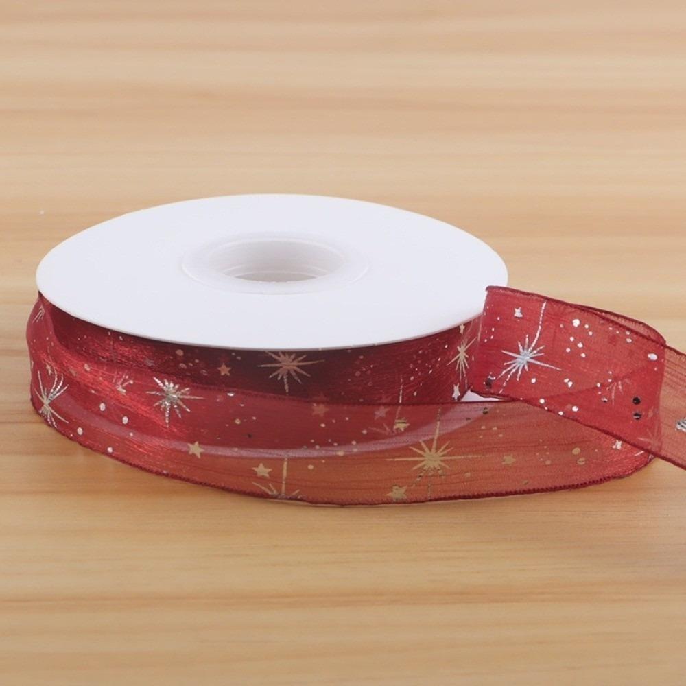 Kreatives 10 Yards Silber Sternband 2,5 cm Geschenkverpackung Sträuße Glitzer Schnee Band Glitzer Blume Verpackungsband