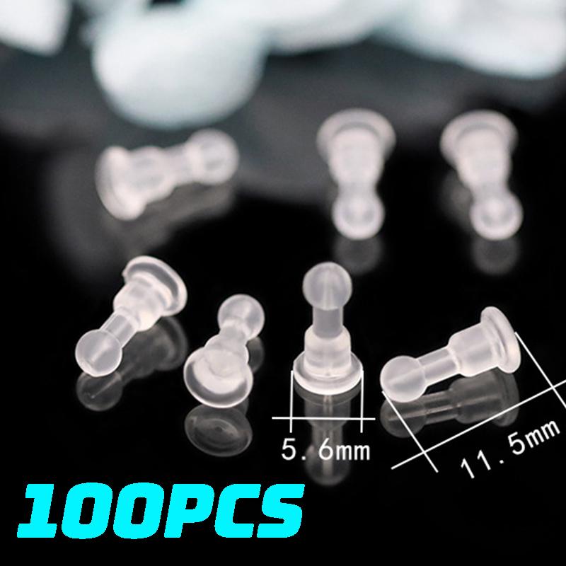 100pcs Round Head TPE Anti Prick Earring Caps Fully Enclosed Earring Backs Non Slip Double Round Support Plastic Earring Stopper