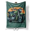 Motorcycle Print Flannel Throw Blanket Bold Design Soft Cozy Fleece for Home Office Sofa Ride Gift 150x200cm