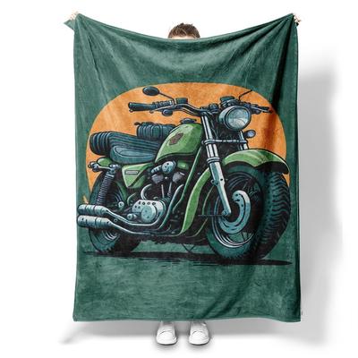 Motorrad-Print Flanell-Kuscheldecke Kräftiges Design Weiches, gemütliches Fleece für Zuhause, Büro, Sofa, Fahrt, Geschenk 150x200cm