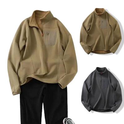 Pile Tattico Autunno/Inverno da Uomo Tsutaya: Strato di base funzionale con zip a metà e texture morbida